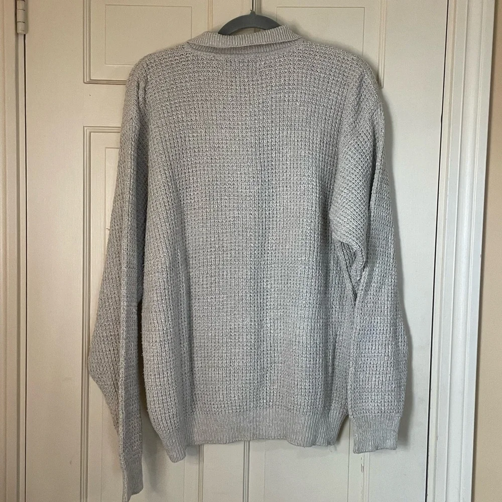 Vintage Sears Knit Sweater Fisherman Henley Collar Silk Cotton Blend Sz Large